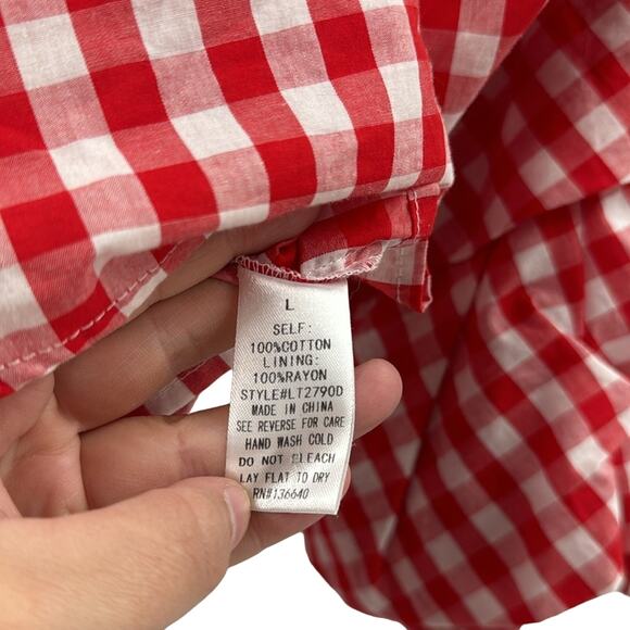 Roma Rosa red white gingham wrap cropped puff sleeves - Picture 5 of 6